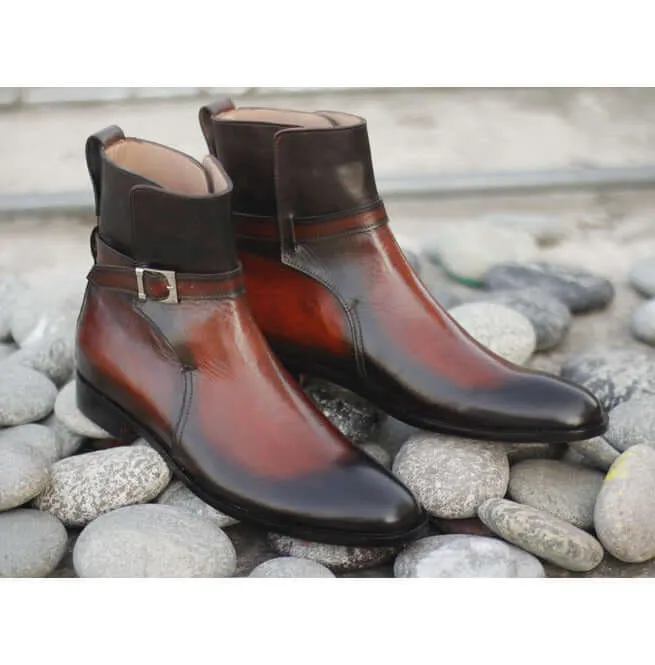 Awesome Handmade Men's Brown Leather Jodhpur Boots, Men Fashion Dress Ankle Boots