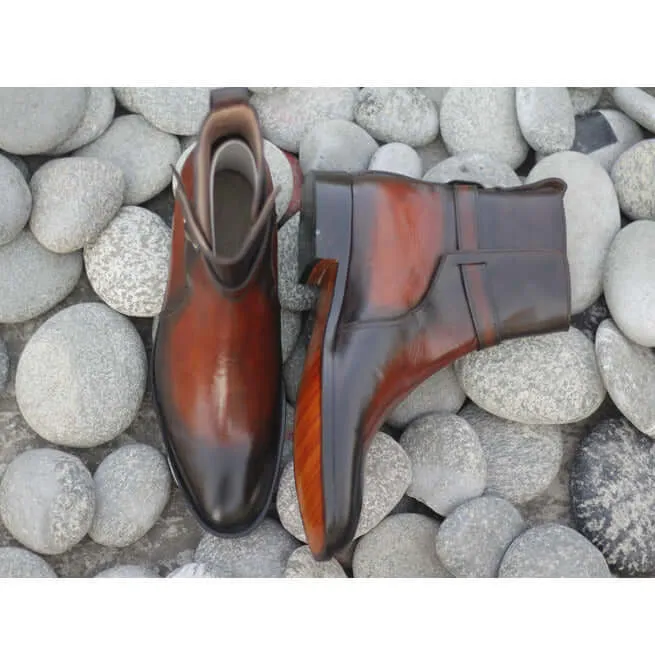 Awesome Handmade Men's Brown Leather Jodhpur Boots, Men Fashion Dress Ankle Boots