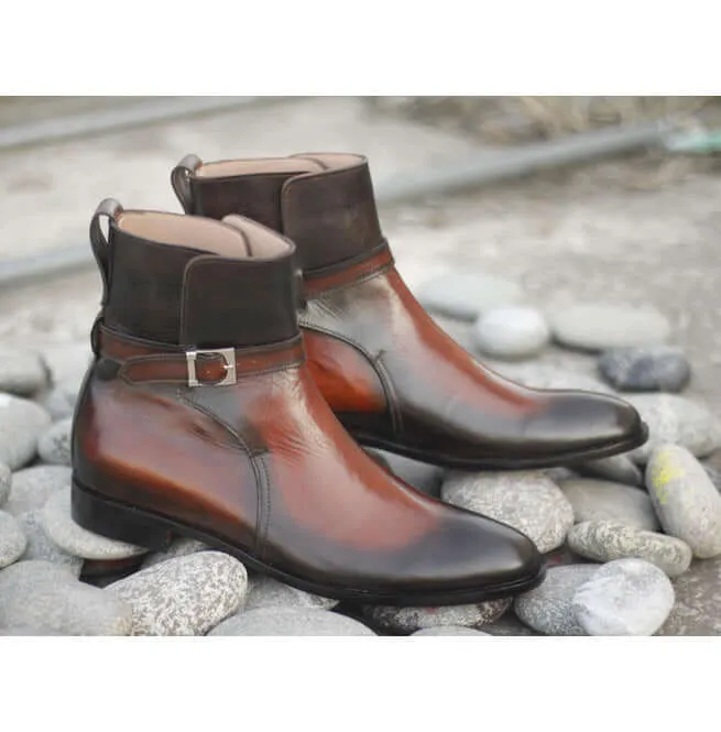 Awesome Handmade Men's Brown Leather Jodhpur Boots, Men Fashion Dress Ankle Boots