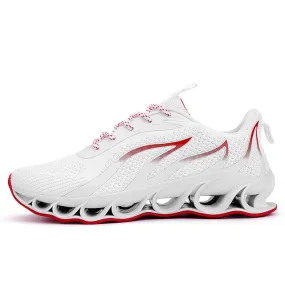 Breathable Flame White & Red Running Sneakers