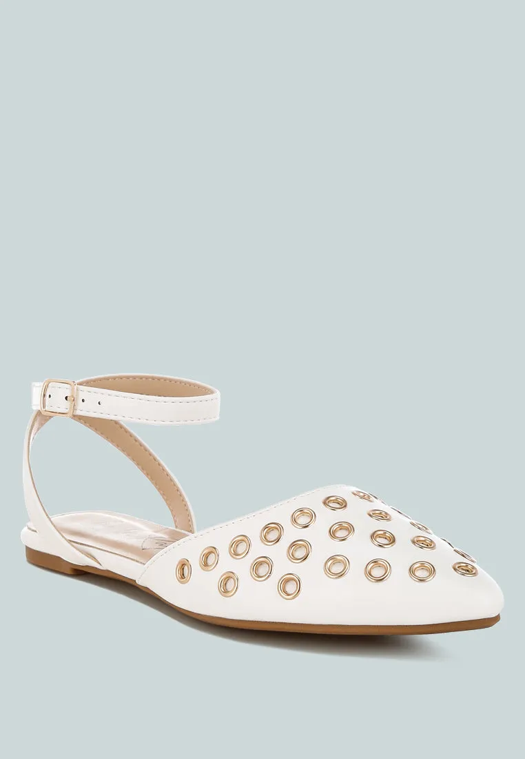 Chalcis Eyelet Detail Flat Sandals