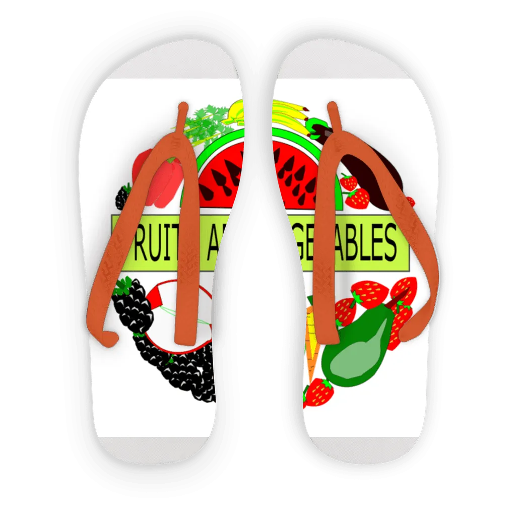 Comfortably Fruits And Vegetables Design Kids Flip Flops