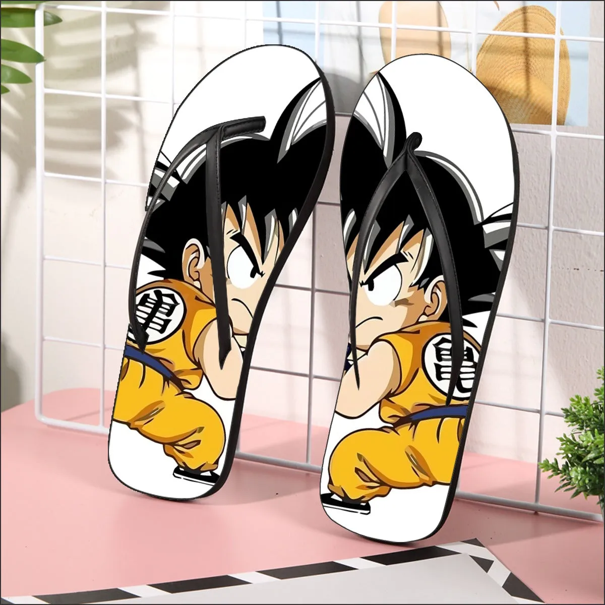 Cute Kid Goku Yellow Clothing Dragon Ball Z Flip Flops