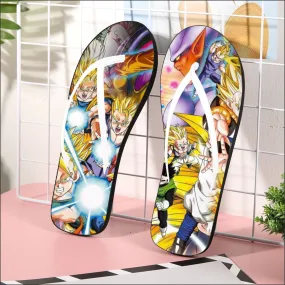 DBZ Goku Gohan Goten Super Saiyan Kamehameha Color Design Flip Flops