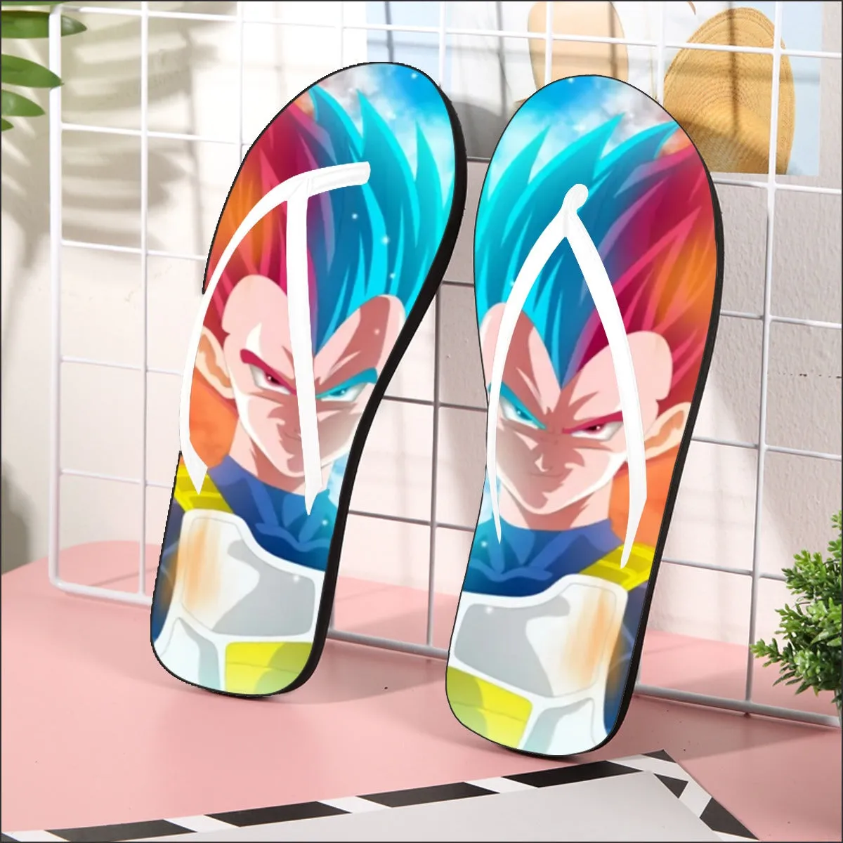 DBZ Vegeta Super Saiyan God Blue SSGSS Cool Portraits  Flip Flops