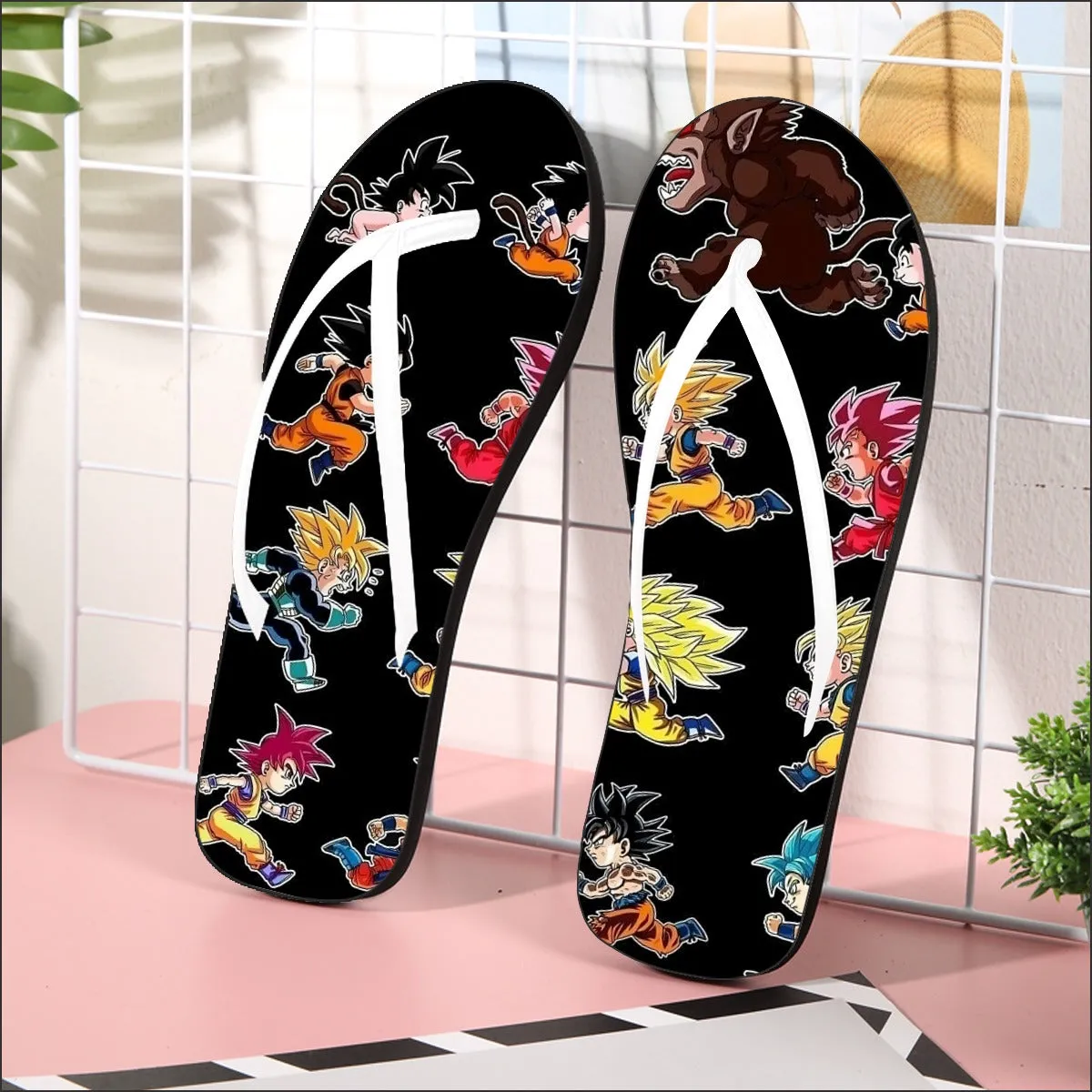 Dragon Ball Anime Son Goku All Form Transformation Flip Flops