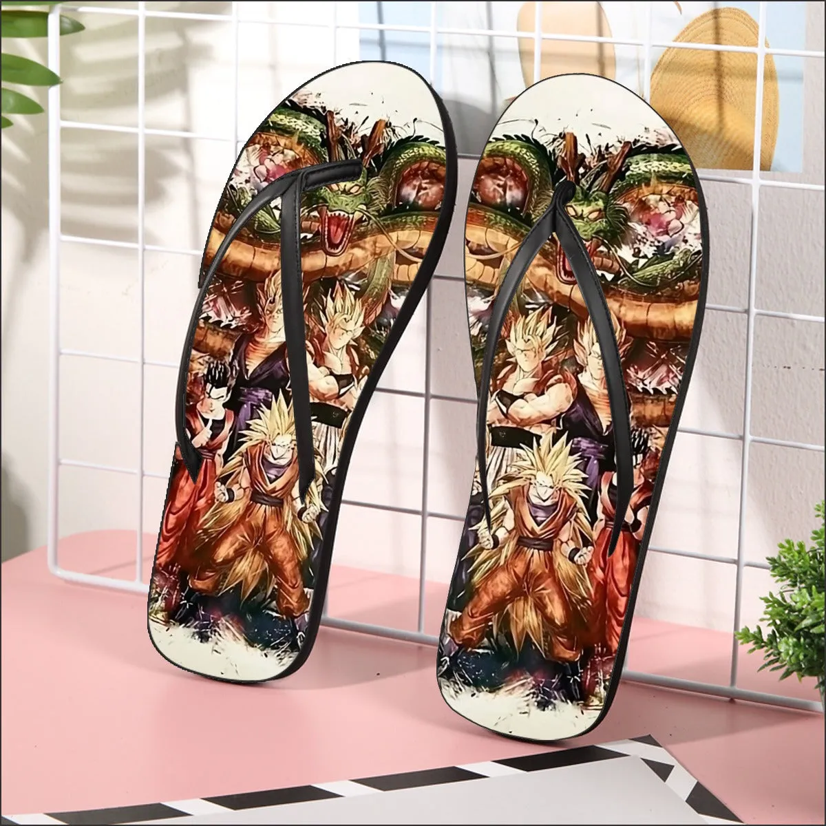 Dragon Ball  Ultimate Shenron x Saiyans Flip Flops