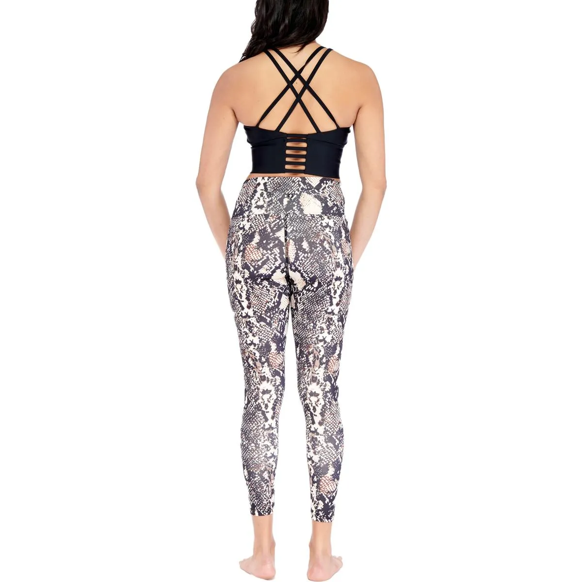 Electric Yoga Women's Snake Print Mid-Rise Quick Dry Activewear Fitness Leggings