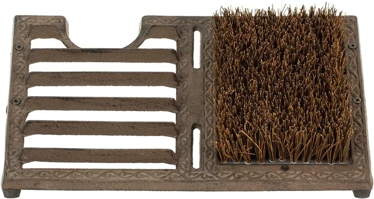 Heavy Duty Cast Iron Angled Shoe Scrubber for Porch, Outdoor Shoe Cleaning Brush Scraper and Boot Puller