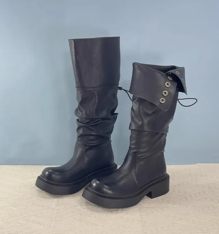 JIALINNA MARTIN OVER THE KNEE CHUNKY SOLE WOMEN'S BOOTS