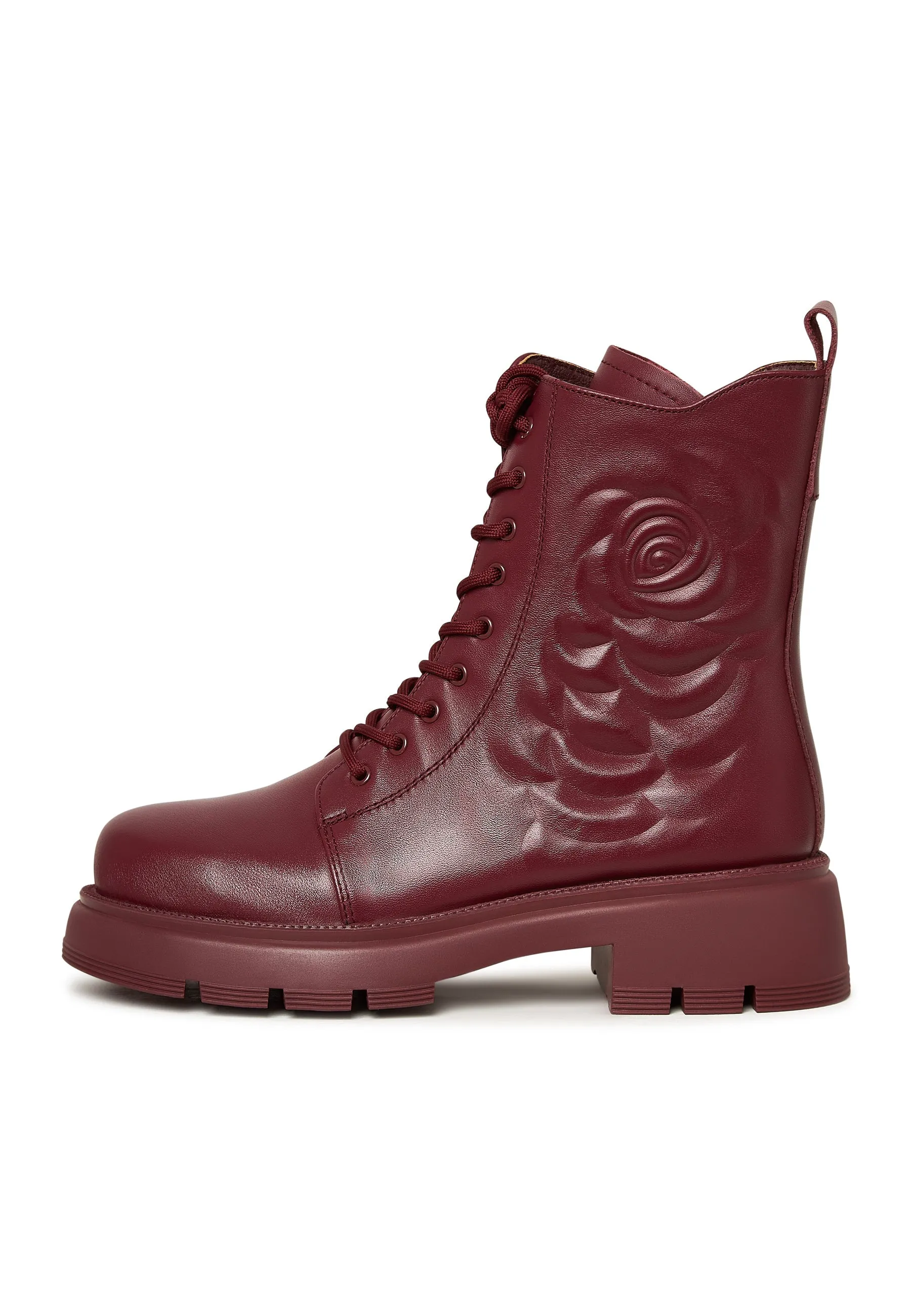 Leather Platform Ankle Boots - Bordeaux