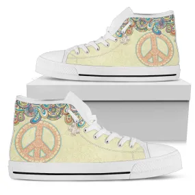 Peace White Sole Women's High Top Shoes