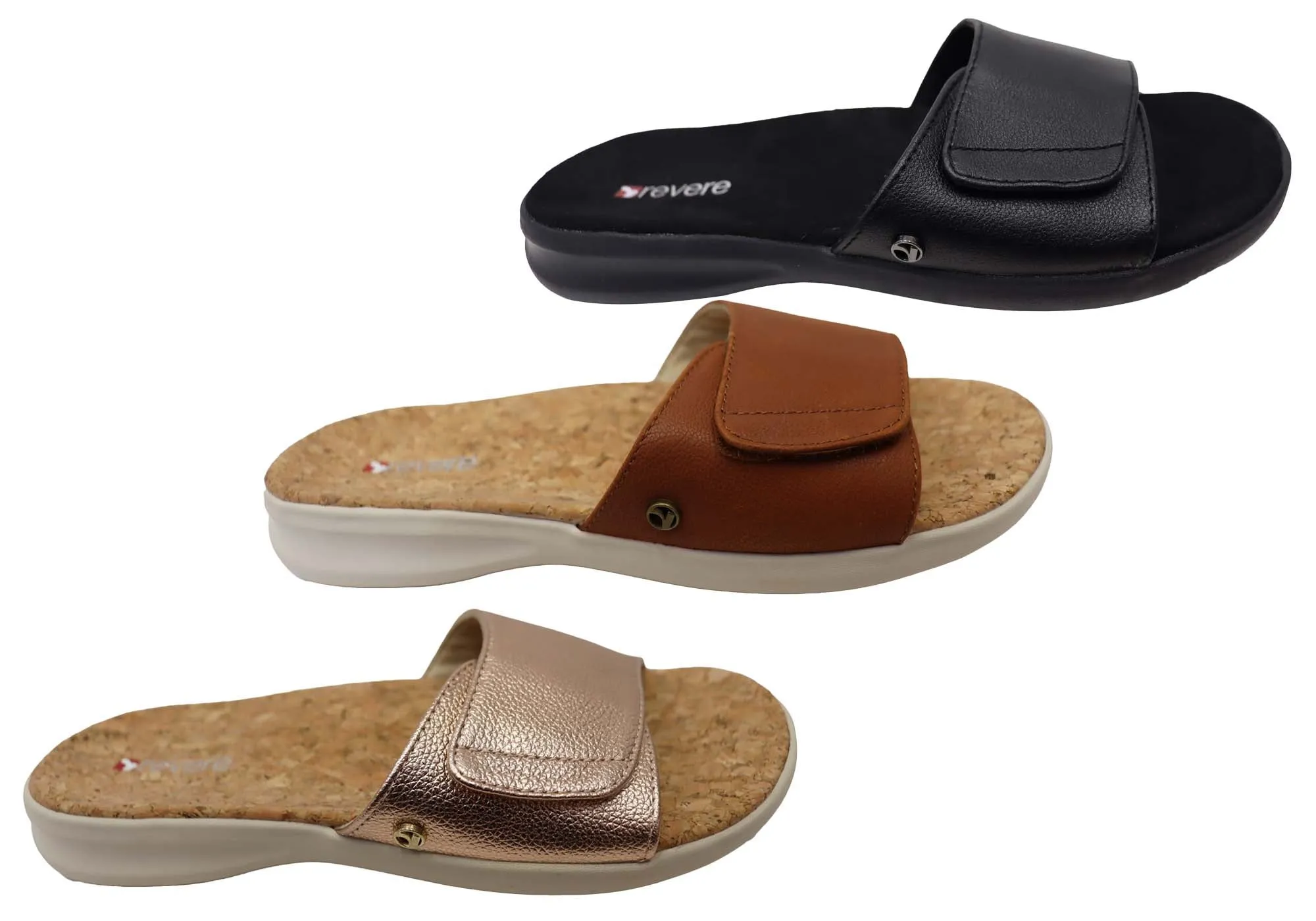 Revere Macau Womens Comfortable Leather Slides Sandals