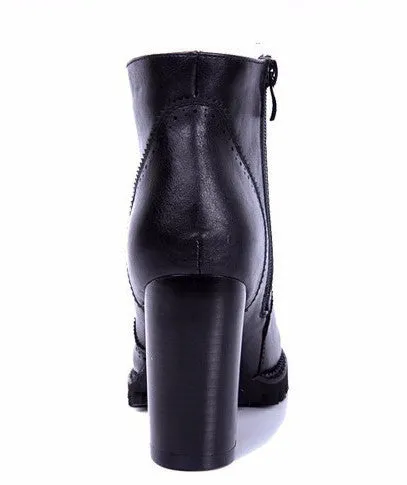 Square Heels Round Toe Casual Female Boots