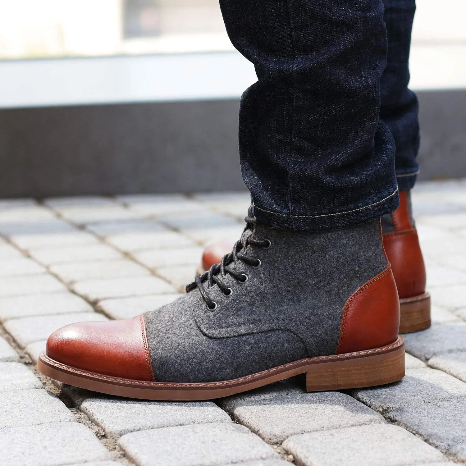 West Louis™ Autumn Casual Lace Up Fabric Oxford Boots