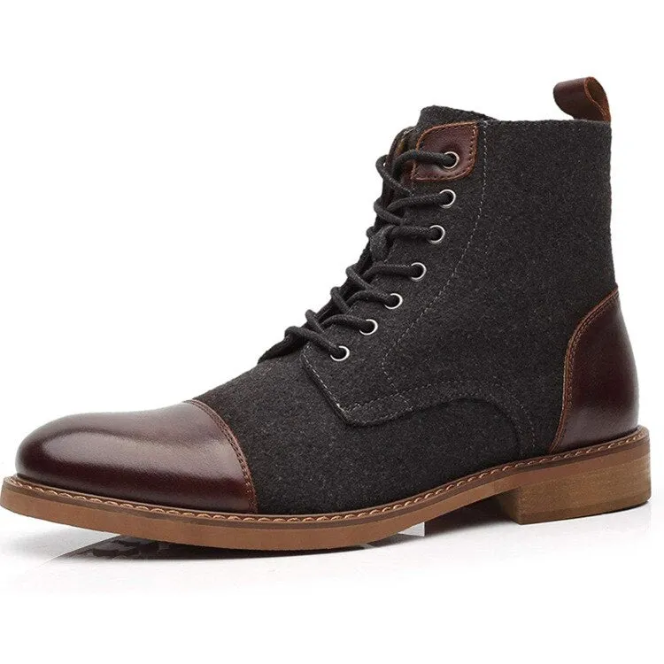 West Louis™ Autumn Casual Lace Up Fabric Oxford Boots