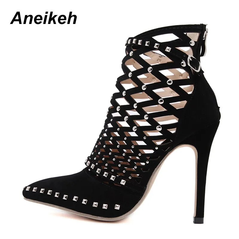 Women Gladiator Caged Ankle Boots