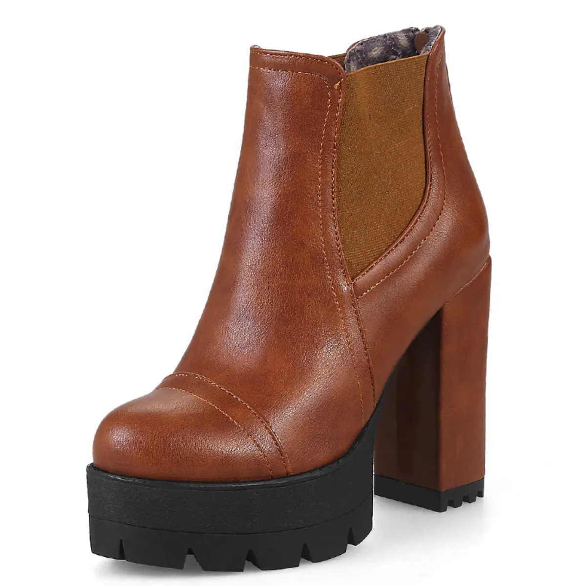 Women's Autumn Soft Leather High Heels Ankle Boots